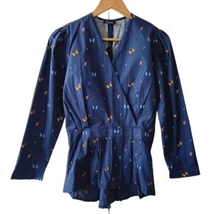 ☀️Stefano Di Roma Blue Butterfly Peplum Top